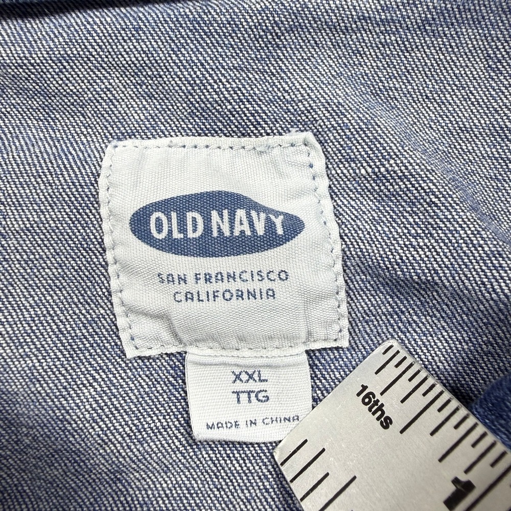 Old Navy Womens XXL Denim Trucker Jacket Medium Wash Stretch Button Front Blue - Picture 6 of 7
